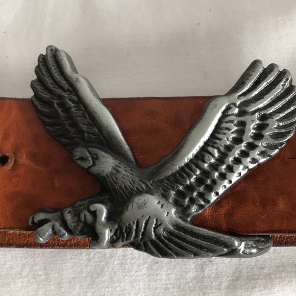 Gap brown leather belt with eagle buckle Sz M main image 8